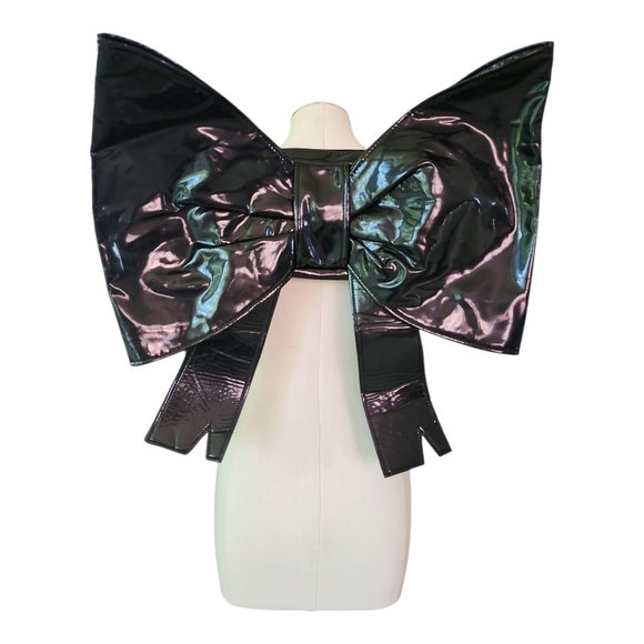 Fortnite Oversized Bow Backpack Black Patent Cosplay Y2K Kawaii Statement Bag - Picture 2 of 10